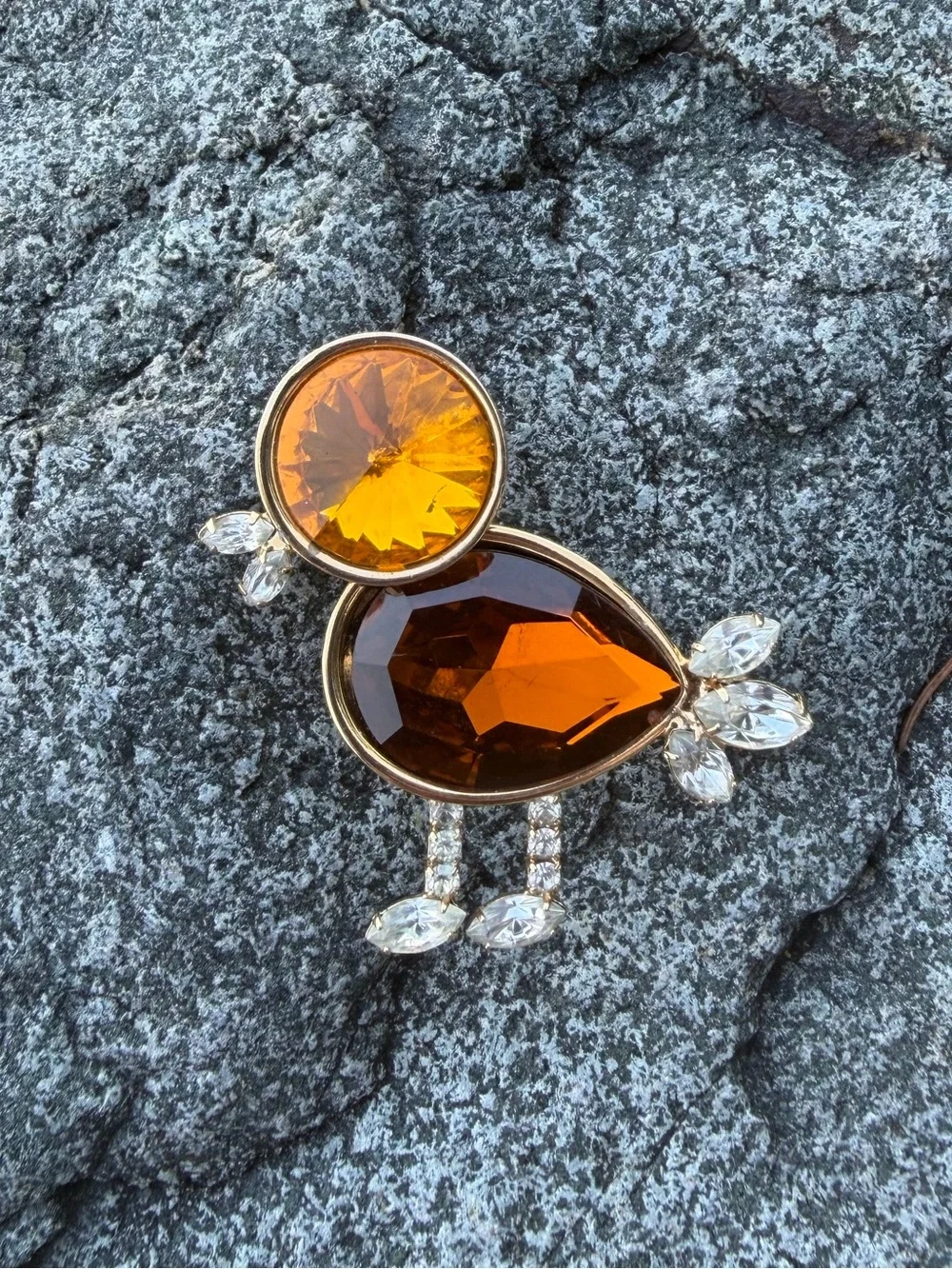Vintage Austrian Crystal Rivoli Bird Crystal Brooch Topaz Glass